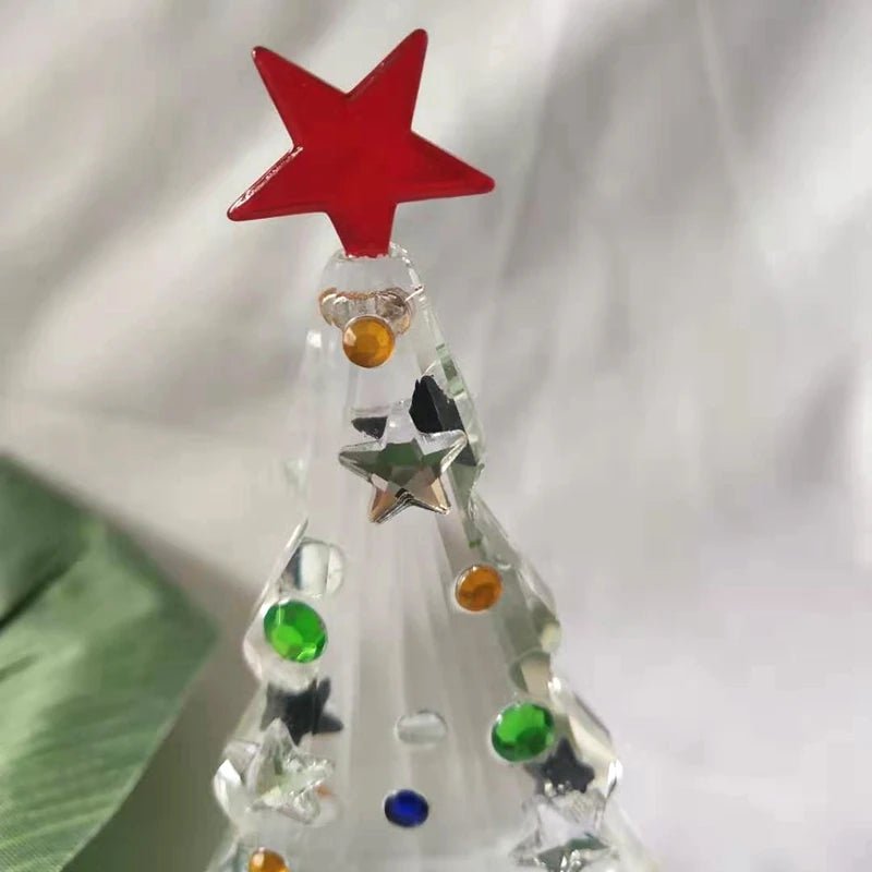 Crystal Christmas Tree Figurine Holiday Paperweight Collection Souvenir Handcrafted Xmas Gift Home Table Decoration - drollido