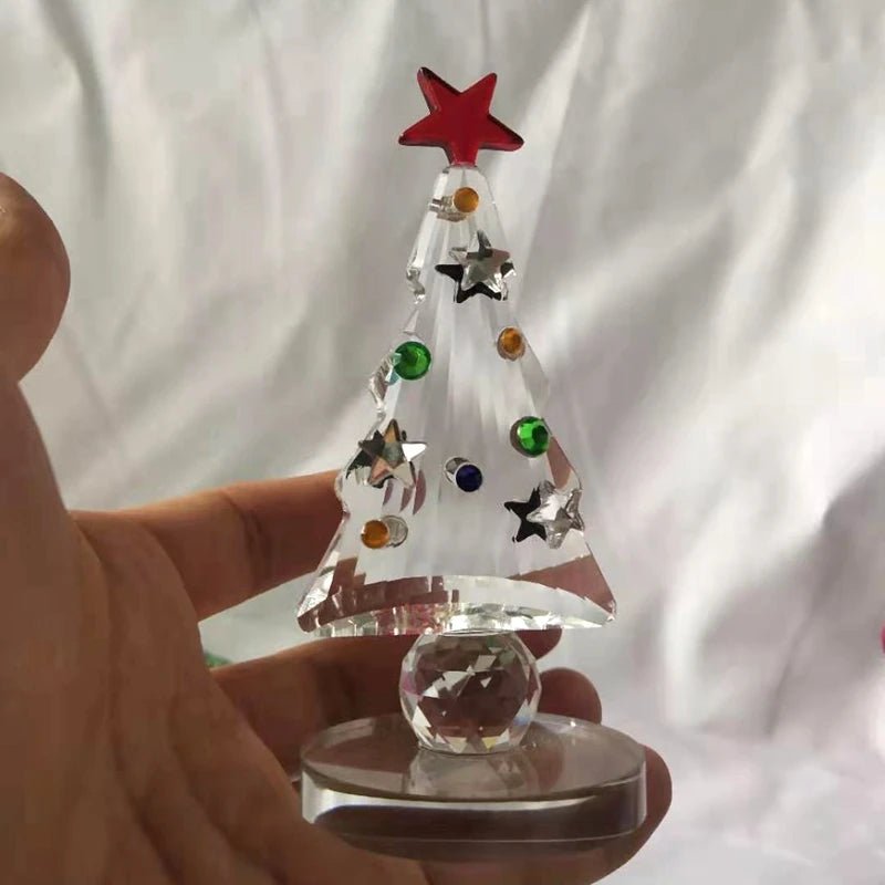 Crystal Christmas Tree Figurine Holiday Paperweight Collection Souvenir Handcrafted Xmas Gift Home Table Decoration - drollido