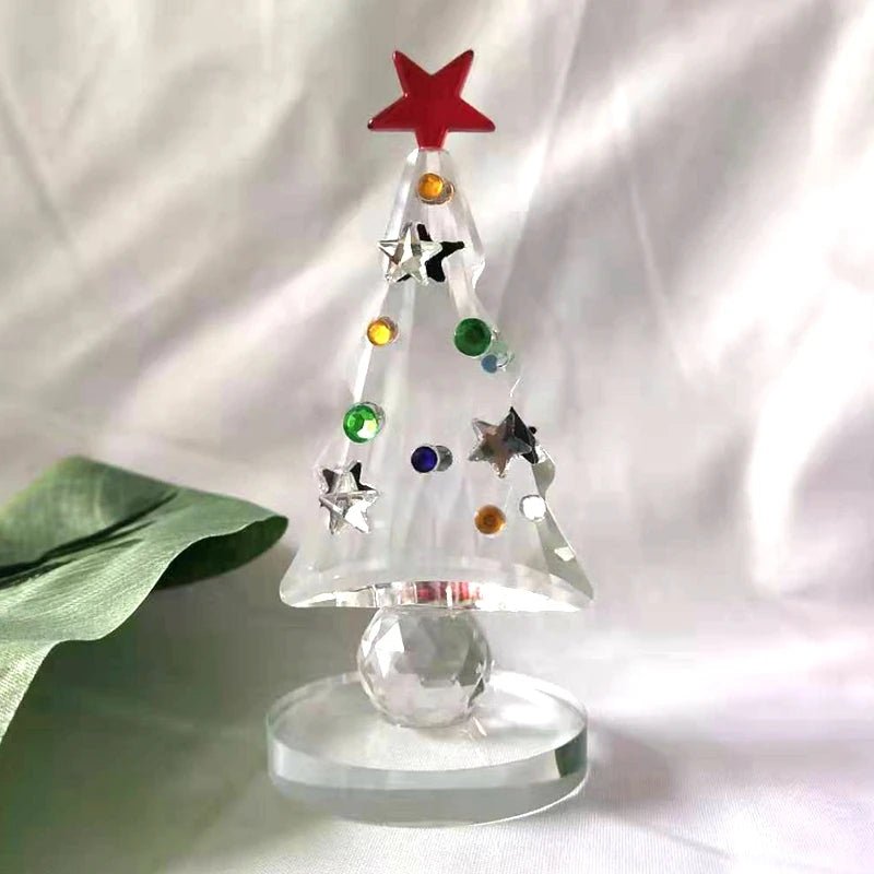 Crystal Christmas Tree Figurine Holiday Paperweight Collection Souvenir Handcrafted Xmas Gift Home Table Decoration - drollido
