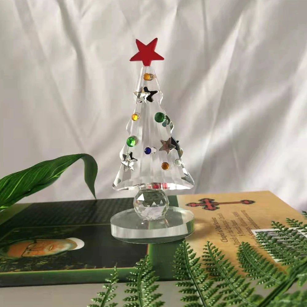 Crystal Christmas Tree Figurine Holiday Paperweight Collection Souvenir Handcrafted Xmas Gift Home Table Decoration - drollido