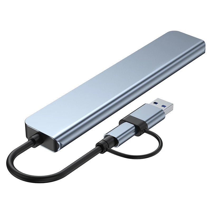 Docking station HUB USB + tipo C 8 in 2 con adattatore jack audio da 3,5 mm Lettore di schede Micro SD Convertitore disco per telefono tablet portatile - drollido