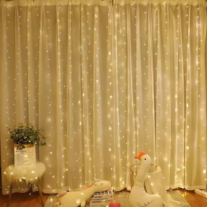 Fairy Curtain Lights USB Remote Control Waterproof LED String Lights for Bedroom Indoor Outdoor Wedding Christmas Party Decor - drollido