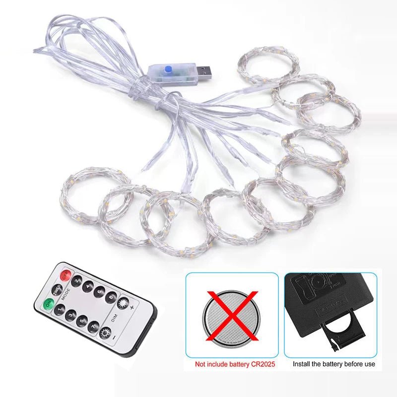 Fairy Curtain Lights USB Remote Control Waterproof LED String Lights for Bedroom Indoor Outdoor Wedding Christmas Party Decor - drollido