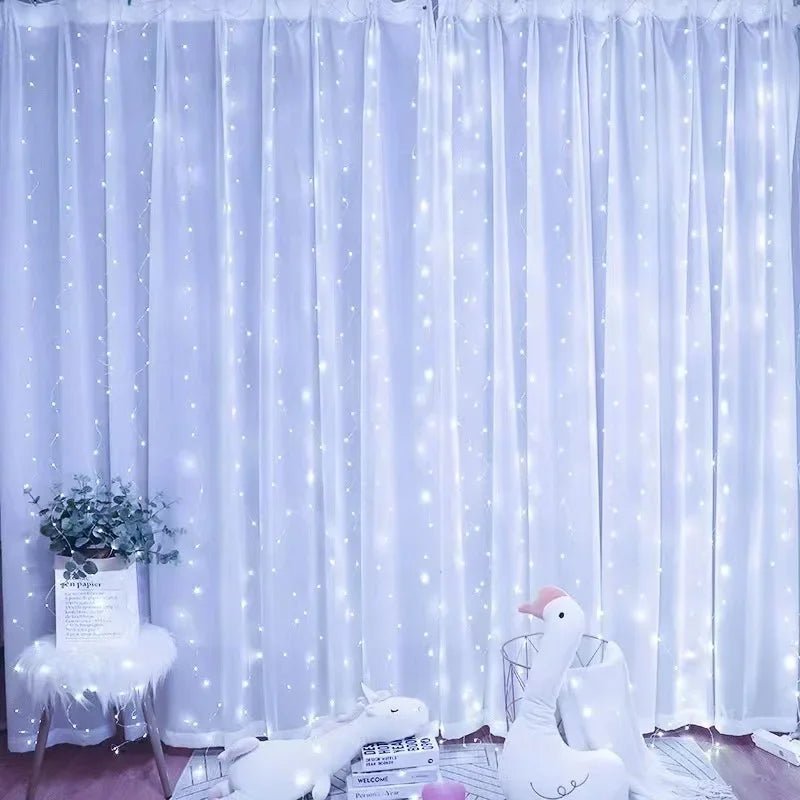 Fairy Curtain Lights USB Remote Control Waterproof LED String Lights for Bedroom Indoor Outdoor Wedding Christmas Party Decor - drollido