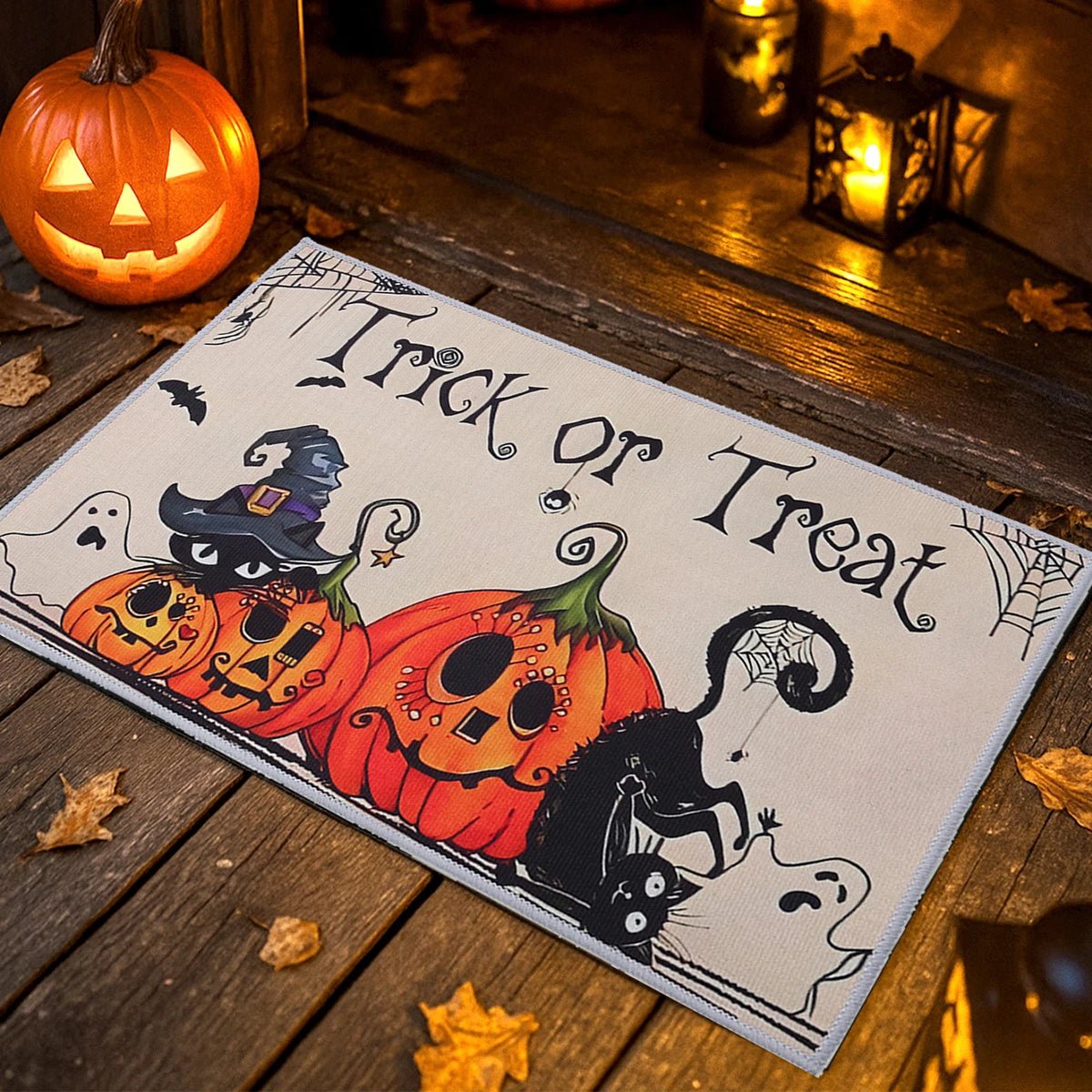 Halloween Crystal Velvet Doormat Halloween Theme Party Decoration Kids Favor Pumpkin Ghost Doormat Trick or Treat Party Supplies - drollido