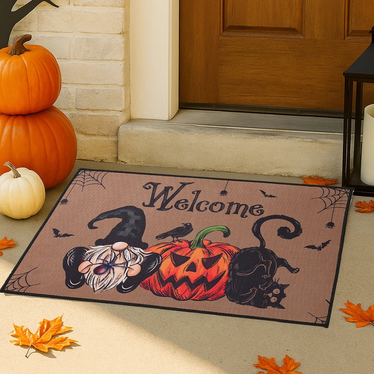 Halloween Crystal Velvet Doormat Halloween Theme Party Decoration Kids Favor Pumpkin Ghost Doormat Trick or Treat Party Supplies - drollido