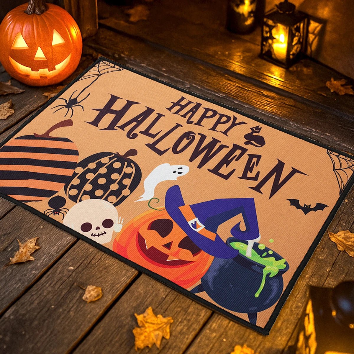 Halloween Crystal Velvet Doormat Halloween Theme Party Decoration Kids Favor Pumpkin Ghost Doormat Trick or Treat Party Supplies - drollido