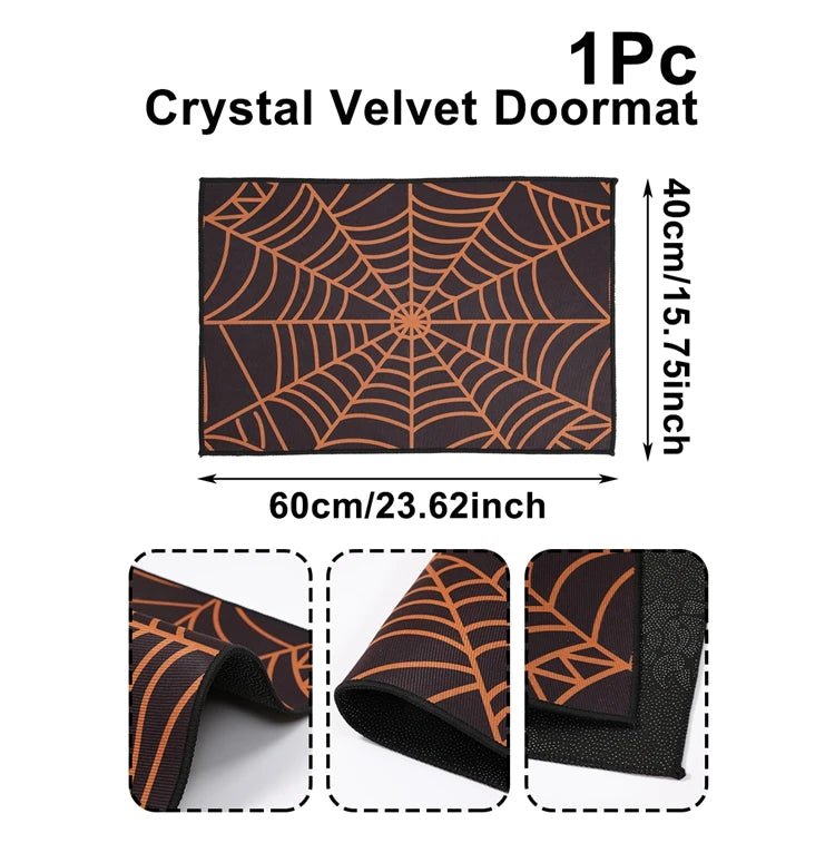 Halloween Crystal Velvet Doormat Halloween Theme Party Decoration Kids Favor Pumpkin Ghost Doormat Trick or Treat Party Supplies - drollido