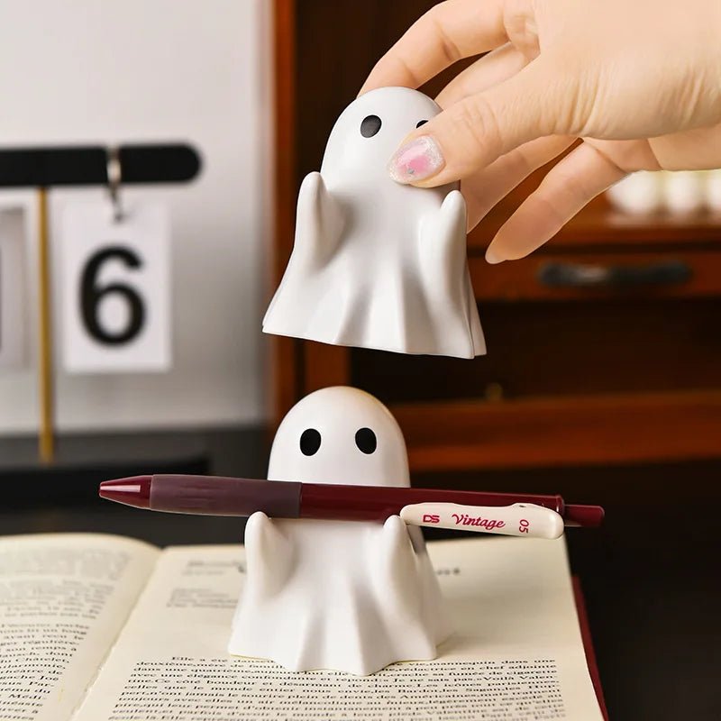Halloween cute ghost ornament creative desktop decoration for friends birthday gift funny pen holder - drollido