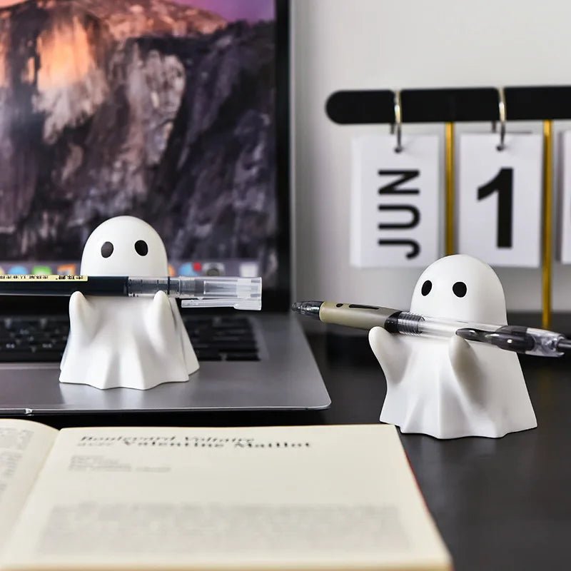 Halloween cute ghost ornament creative desktop decoration for friends birthday gift funny pen holder - drollido