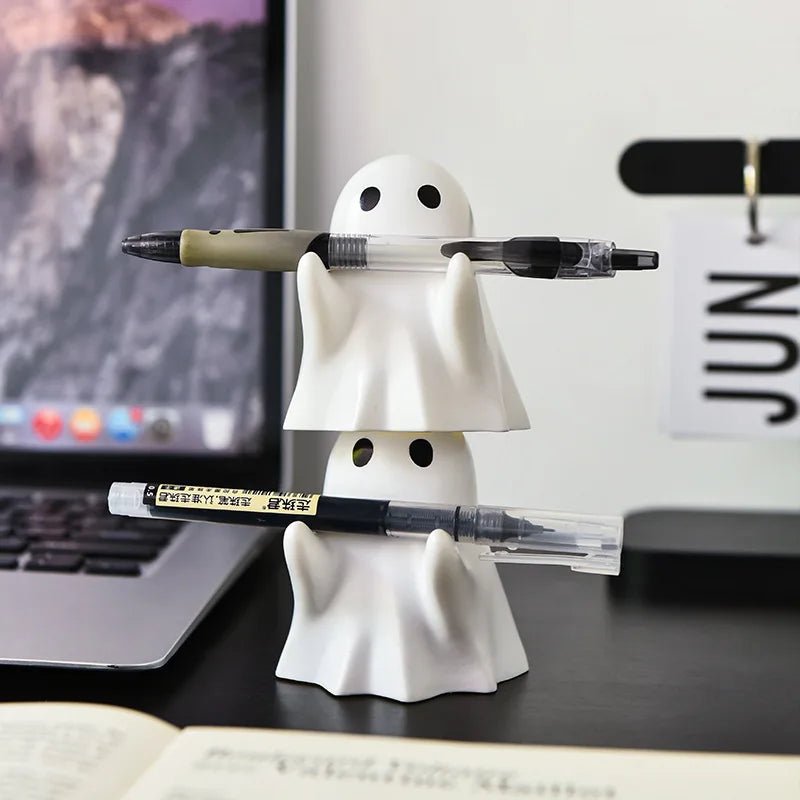 Halloween cute ghost ornament creative desktop decoration for friends birthday gift funny pen holder - drollido