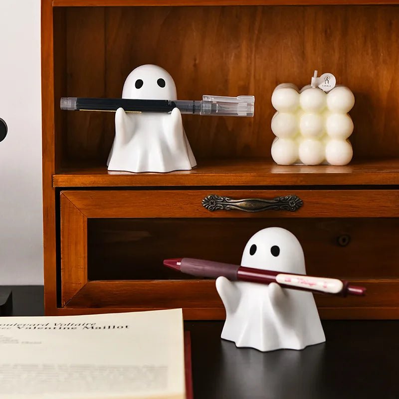 Halloween cute ghost ornament creative desktop decoration for friends birthday gift funny pen holder - drollido