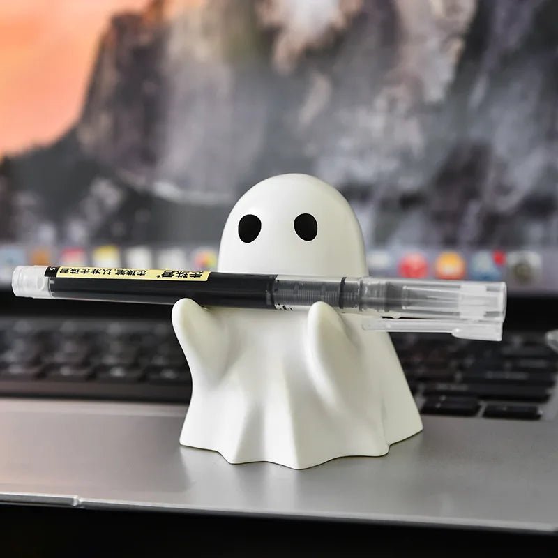 Halloween cute ghost ornament creative desktop decoration for friends birthday gift funny pen holder - drollido