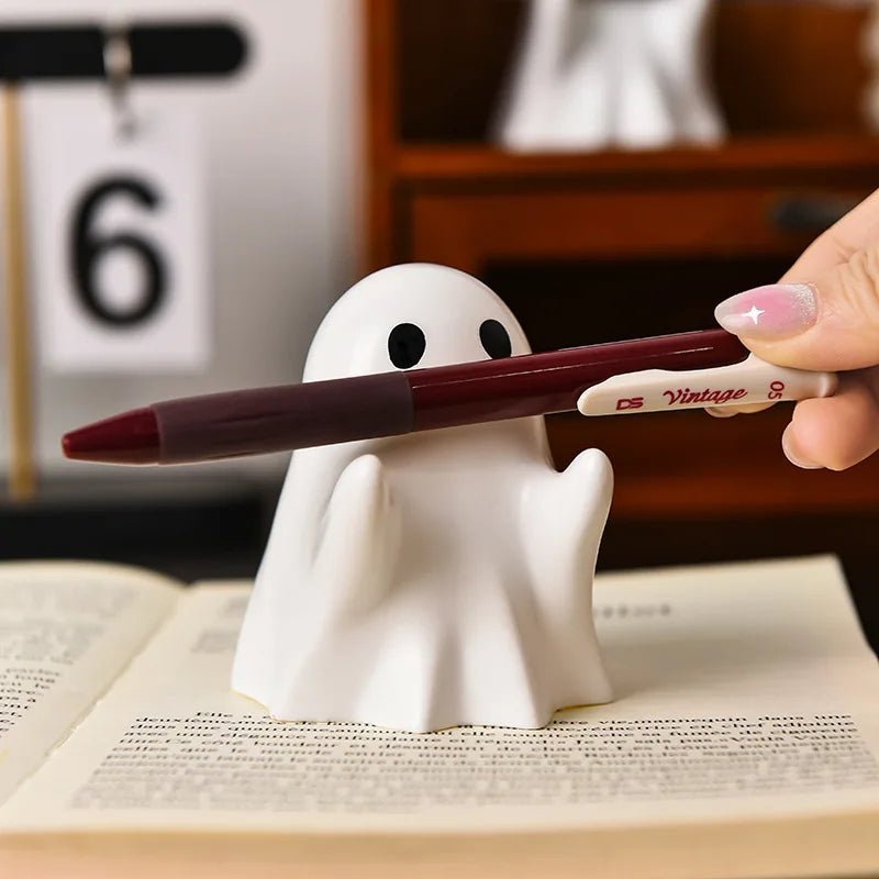 Halloween cute ghost ornament creative desktop decoration for friends birthday gift funny pen holder - drollido