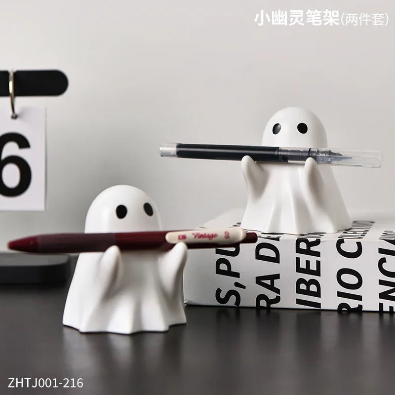 Halloween cute ghost ornament creative desktop decoration for friends birthday gift funny pen holder - drollido