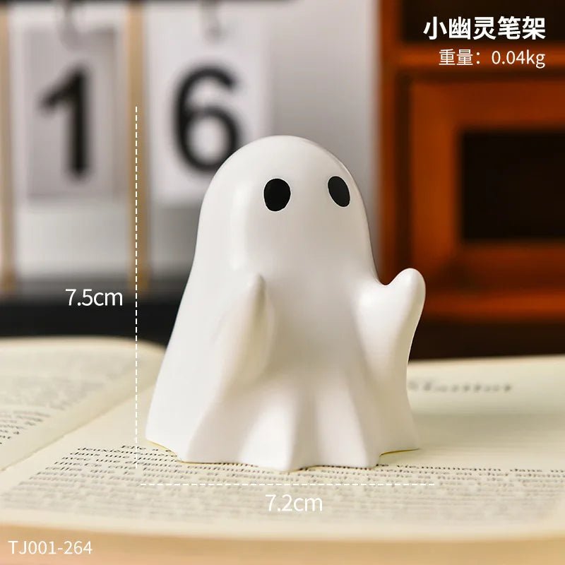 Halloween cute ghost ornament creative desktop decoration for friends birthday gift funny pen holder - drollido