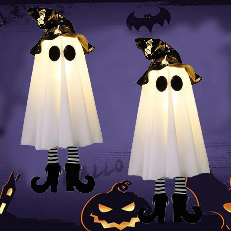 Halloween Ghost Hanging Decorations Ghost Witches With Hats Scary Haunted House Props Halloween Lamp Outdoor Lighted Ornaments - drollido