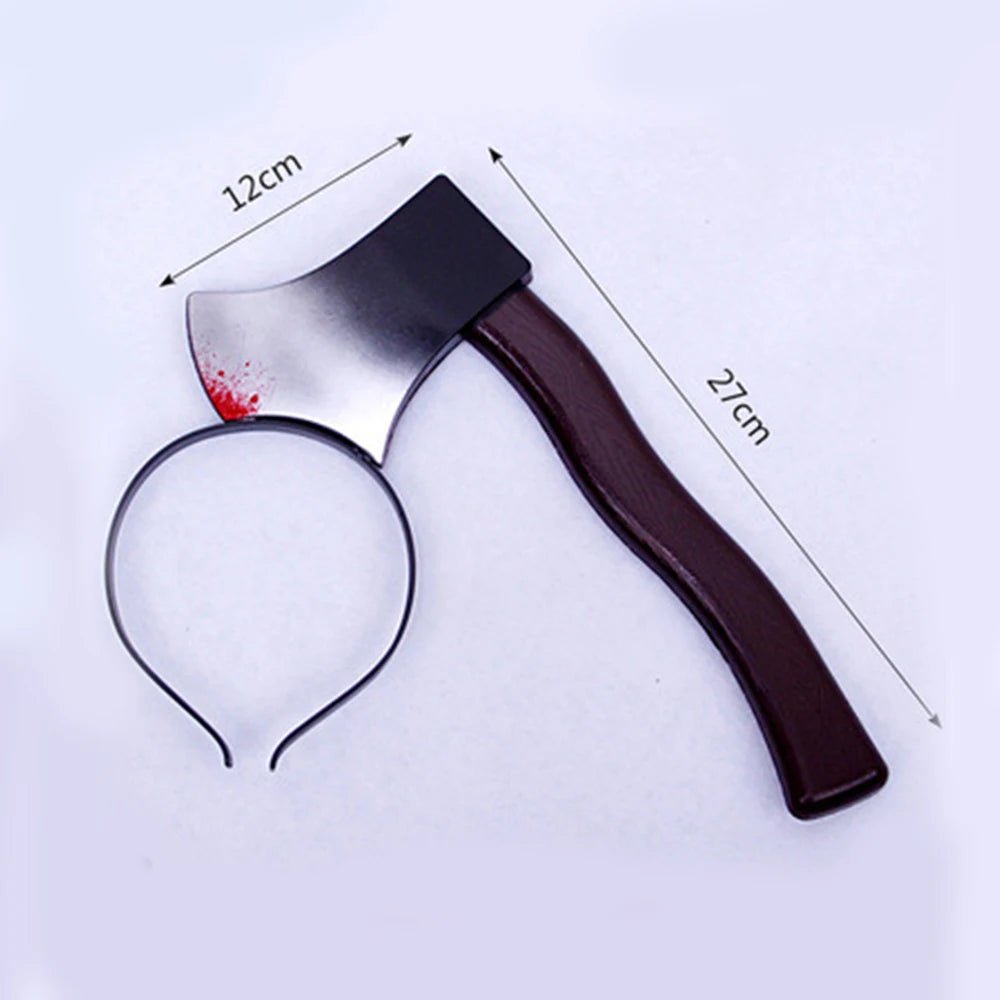 Halloween Horror Props Blood Fake Ax Saws Knife Headband for Halloween Party Masquerade Mischief Props Decoration Supplies - drollido