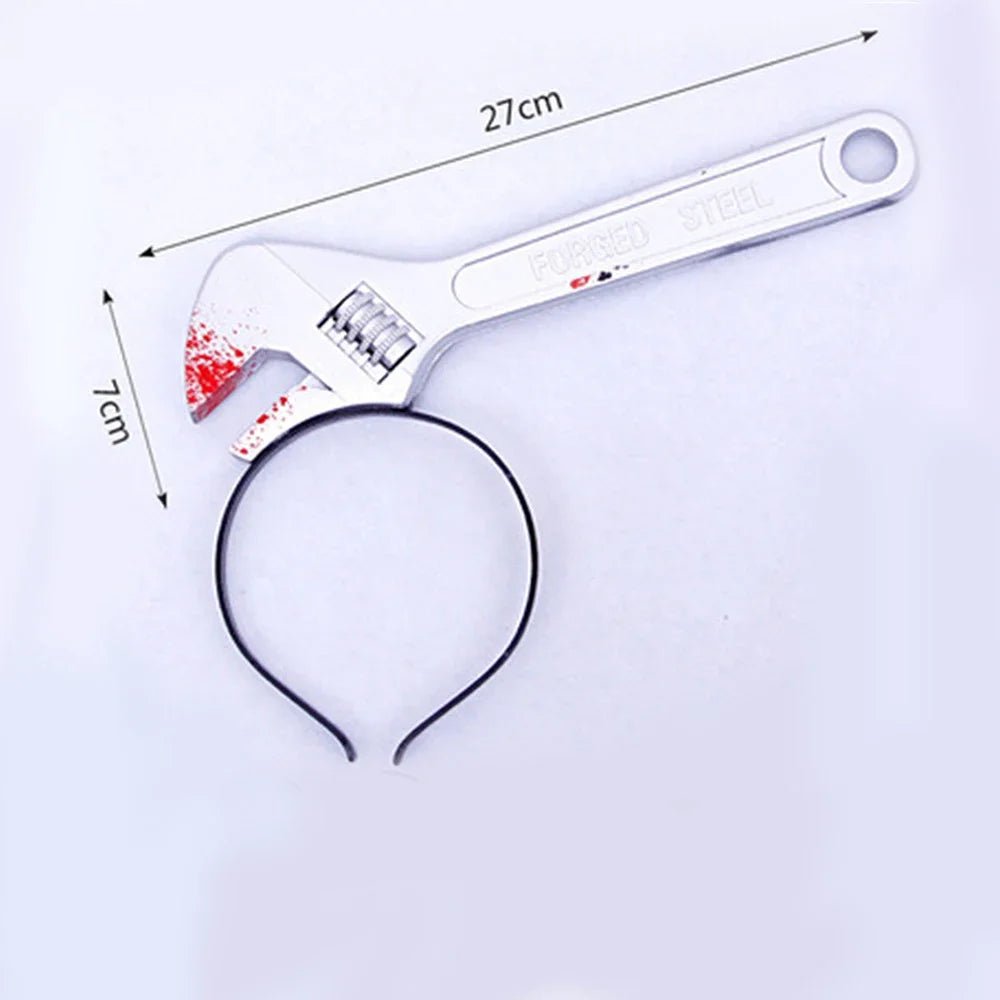 Halloween Horror Props Blood Fake Ax Saws Knife Headband for Halloween Party Masquerade Mischief Props Decoration Supplies - drollido