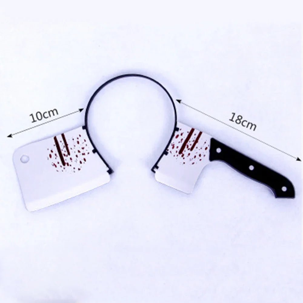 Halloween Horror Props Blood Fake Ax Saws Knife Headband for Halloween Party Masquerade Mischief Props Decoration Supplies - drollido