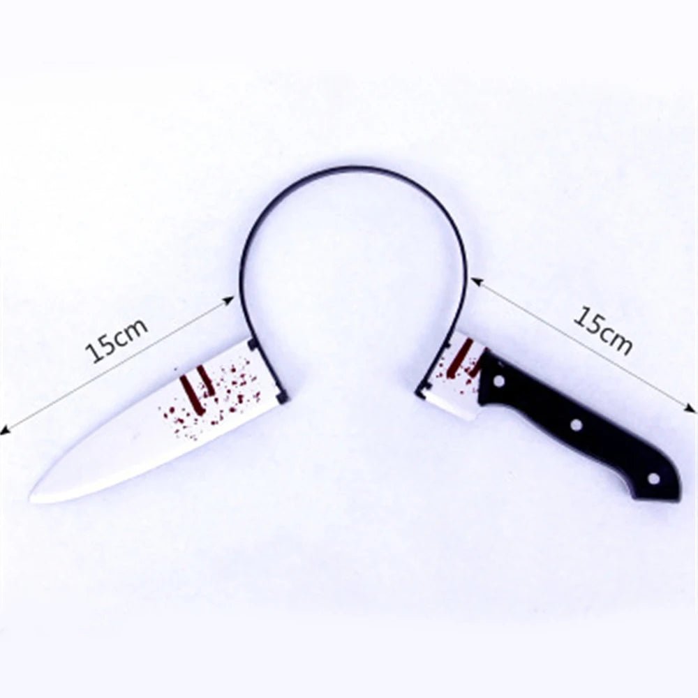 Halloween Horror Props Blood Fake Ax Saws Knife Headband for Halloween Party Masquerade Mischief Props Decoration Supplies - drollido