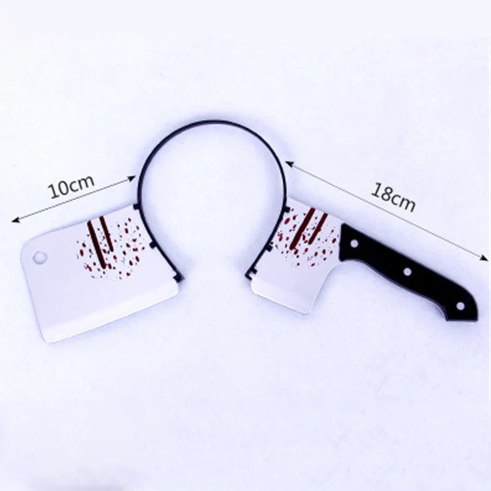 Halloween Horror Props Blood Fake Ax Saws Knife Headband for Halloween Party Masquerade Mischief Props Decoration Supplies - drollido
