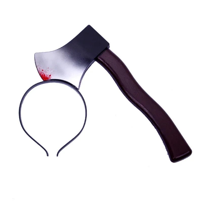 Halloween Horror Props Blood Fake Ax Saws Knife Headband for Halloween Party Masquerade Mischief Props Decoration Supplies - drollido