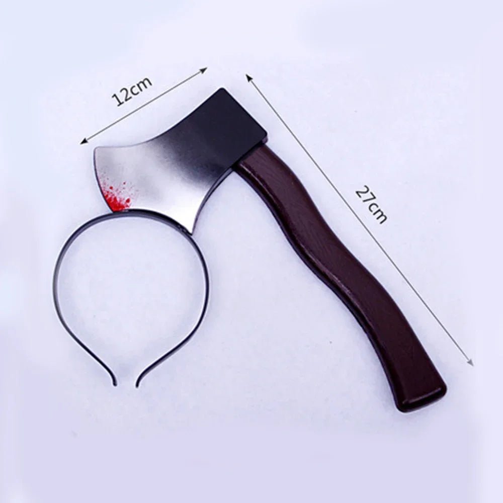 Halloween Horror Props Blood Fake Ax Saws Knife Headband for Halloween Party Masquerade Mischief Props Decoration Supplies - drollido