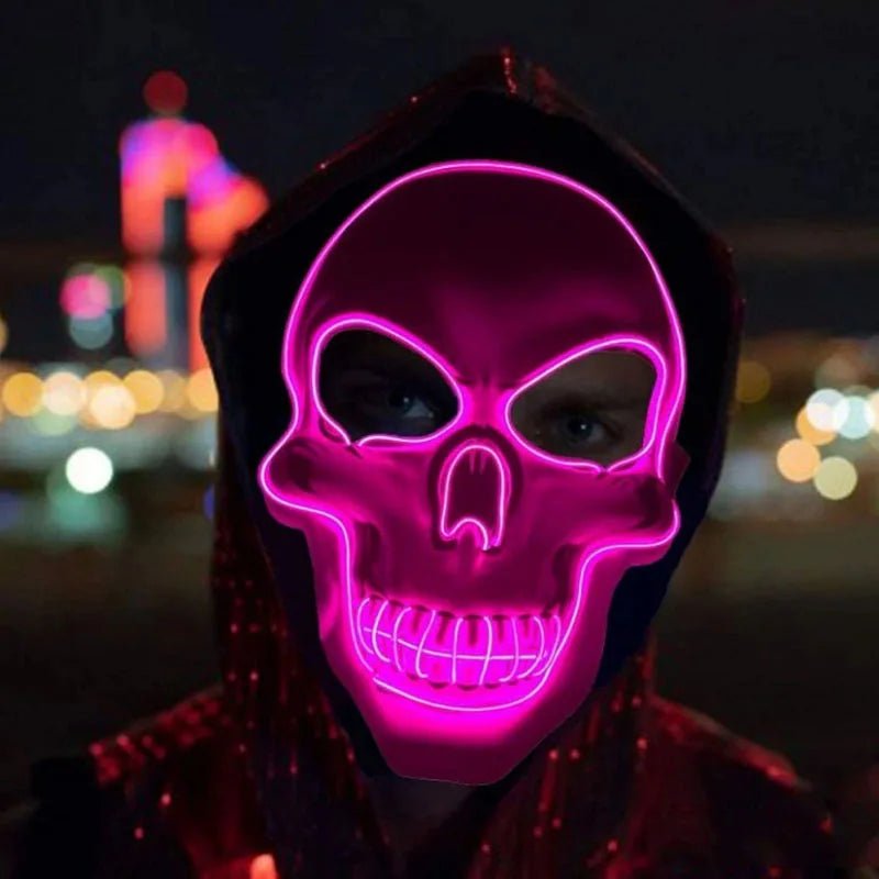 Halloween Horror Skull Mask LED Cold Light Mask LED Halloween Mask Cosplay Mask Halloween Party Decoration Luminous Skull Masks - drollido
