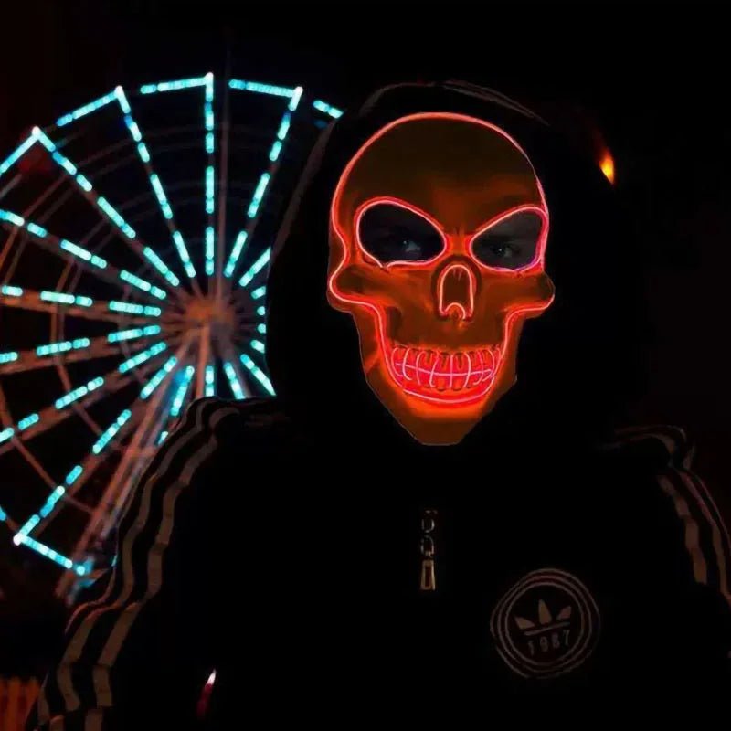 Halloween Horror Skull Mask LED Cold Light Mask LED Halloween Mask Cosplay Mask Halloween Party Decoration Luminous Skull Masks - drollido