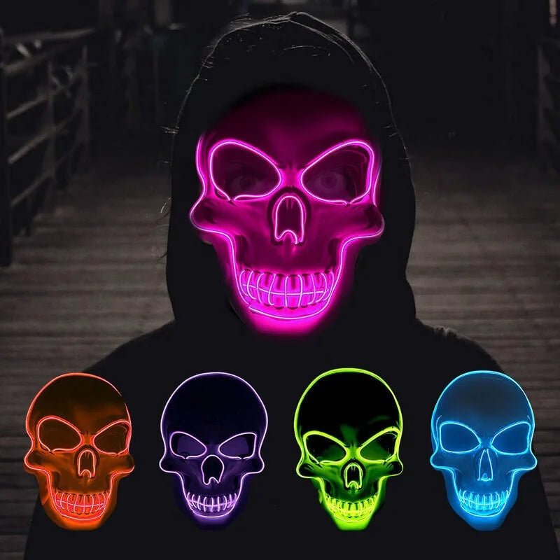 Halloween Horror Skull Mask LED Cold Light Mask LED Halloween Mask Cosplay Mask Halloween Party Decoration Luminous Skull Masks - drollido