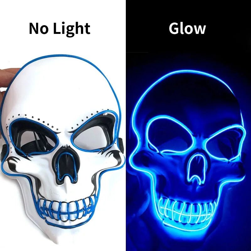 Halloween Horror Skull Mask LED Cold Light Mask LED Halloween Mask Cosplay Mask Halloween Party Decoration Luminous Skull Masks - drollido