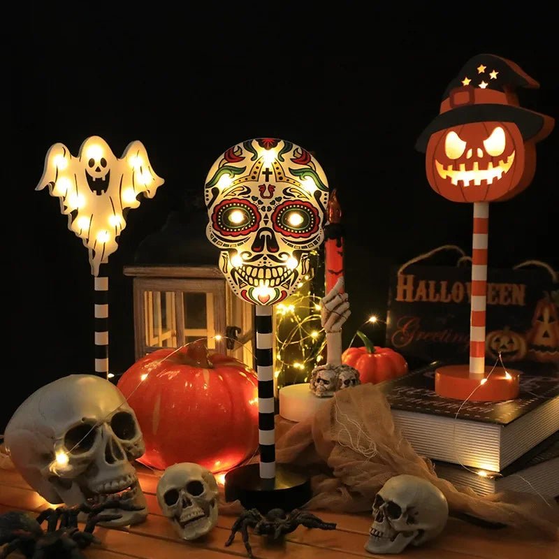 Halloween LED Night Light Pumpkin Ghost Ambiance Lights Battery Powered Waterproof Outdoor Garden Bedroom Festival Party Decor - drollido