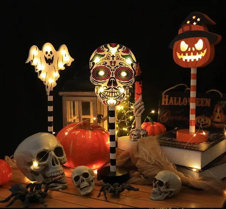 Halloween LED Night Light Pumpkin Ghost Ambiance Lights Battery Powered Waterproof Outdoor Garden Bedroom Festival Party Decor - drollido