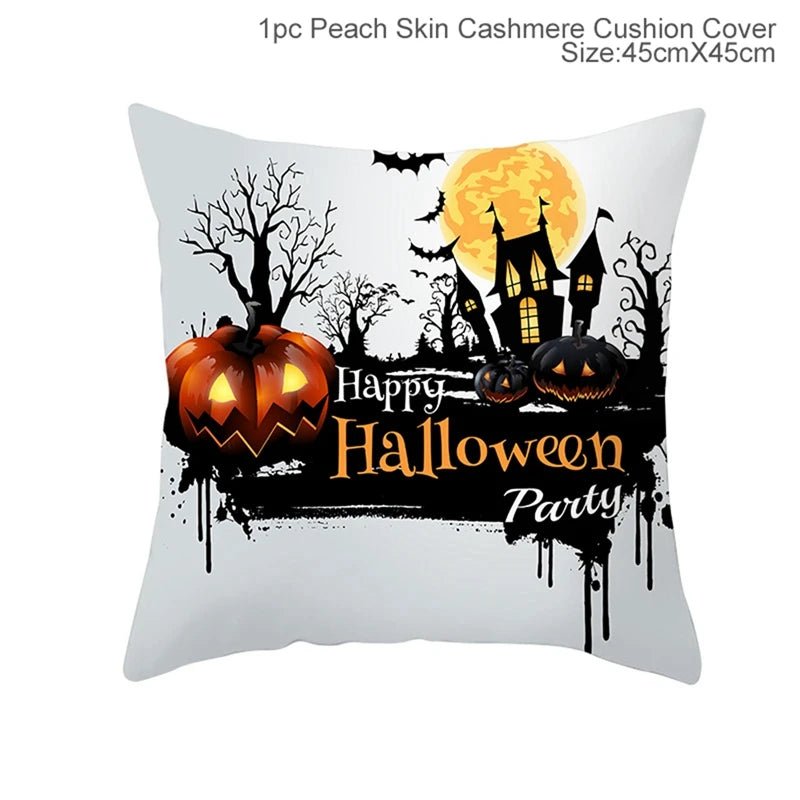 Halloween Linen Cushion Cover Trick or Treat Theme Pillowcase Cartoon Pumpkin Ghost Pillow Cover Halloween Party Decoration 2025 - drollido