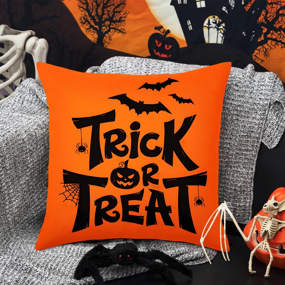 Halloween Linen Cushion Cover Trick or Treat Theme Pillowcase Cartoon Pumpkin Ghost Pillow Cover Halloween Party Decoration 2025 - drollido