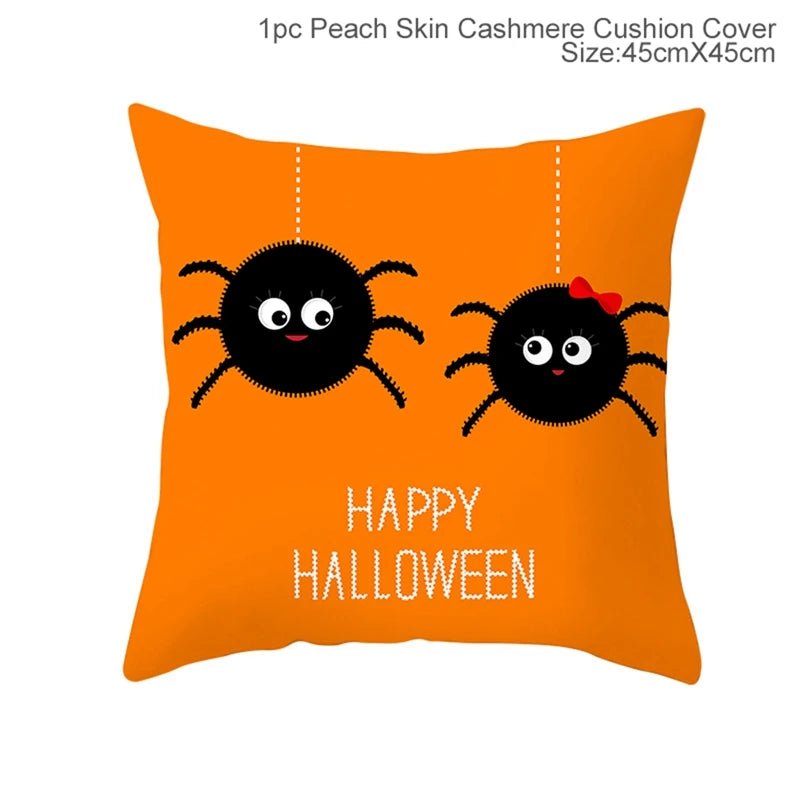 Halloween Linen Cushion Cover Trick or Treat Theme Pillowcase Cartoon Pumpkin Ghost Pillow Cover Halloween Party Decoration 2025 - drollido