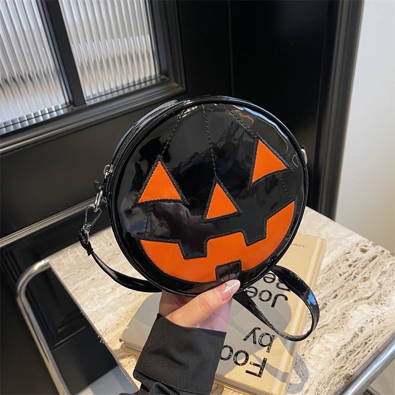 Halloween Pumpkin Small Round Bag Girls Funny Cute Shoulder Bag Personality Creative Messenger Crossbody Bags For Women - drollido