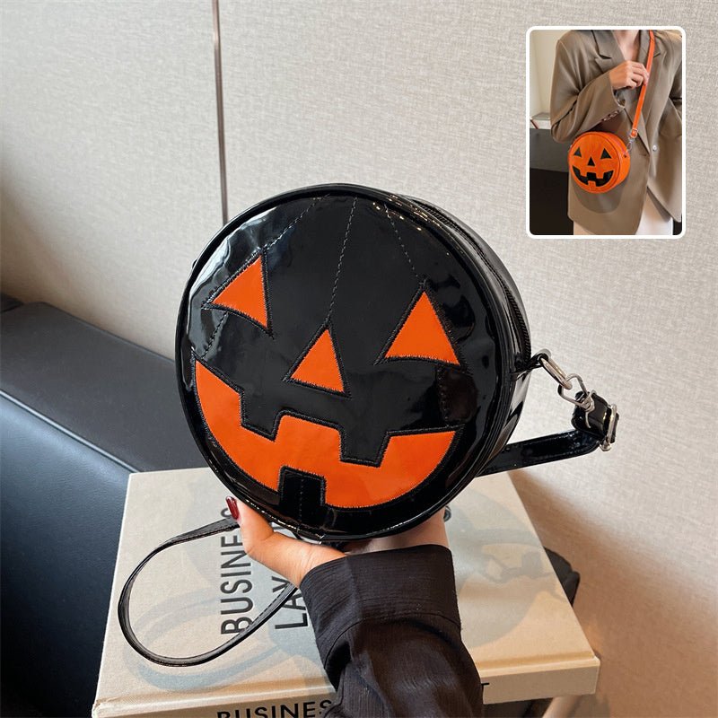 Halloween Pumpkin Small Round Bag Girls Funny Cute Shoulder Bag Personality Creative Messenger Crossbody Bags For Women - drollido