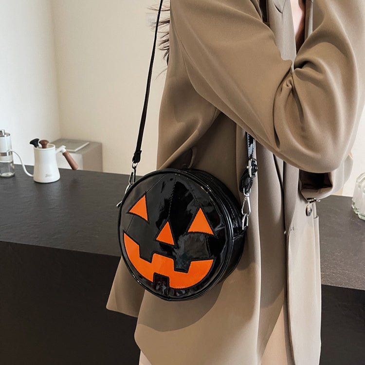 Halloween Pumpkin Small Round Bag Girls Funny Cute Shoulder Bag Personality Creative Messenger Crossbody Bags For Women - drollido