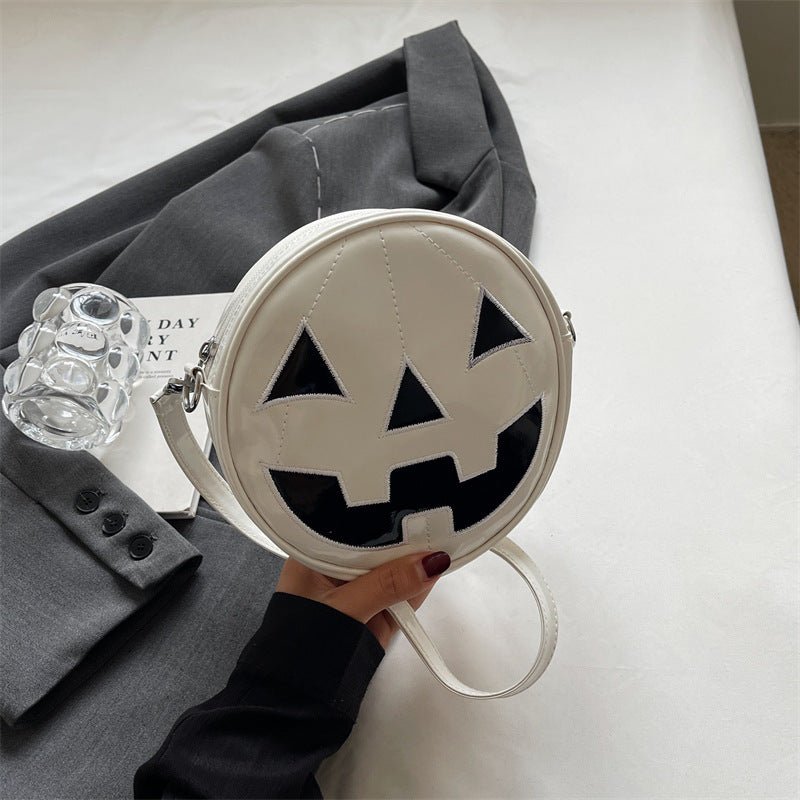 Halloween Pumpkin Small Round Bag Girls Funny Cute Shoulder Bag Personality Creative Messenger Crossbody Bags For Women - drollido