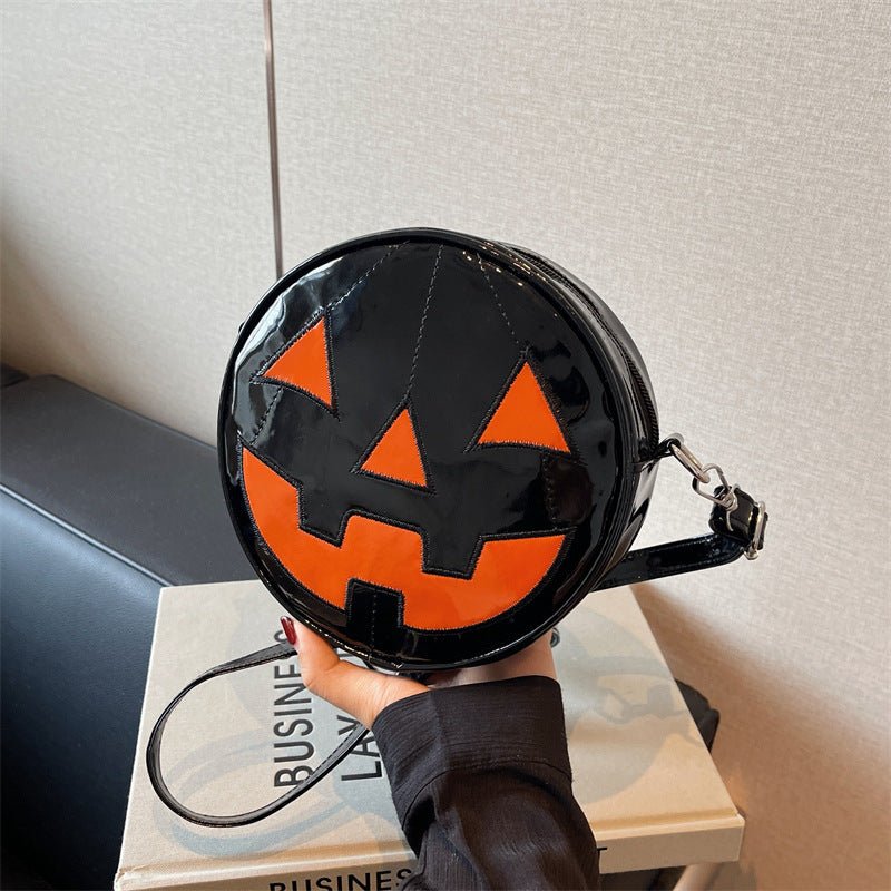 Halloween Pumpkin Small Round Bag Girls Funny Cute Shoulder Bag Personality Creative Messenger Crossbody Bags For Women - drollido