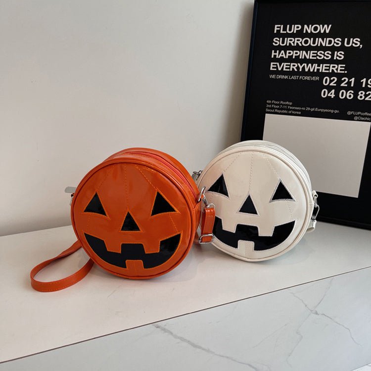 Halloween Pumpkin Small Round Bag Girls Funny Cute Shoulder Bag Personality Creative Messenger Crossbody Bags For Women - drollido