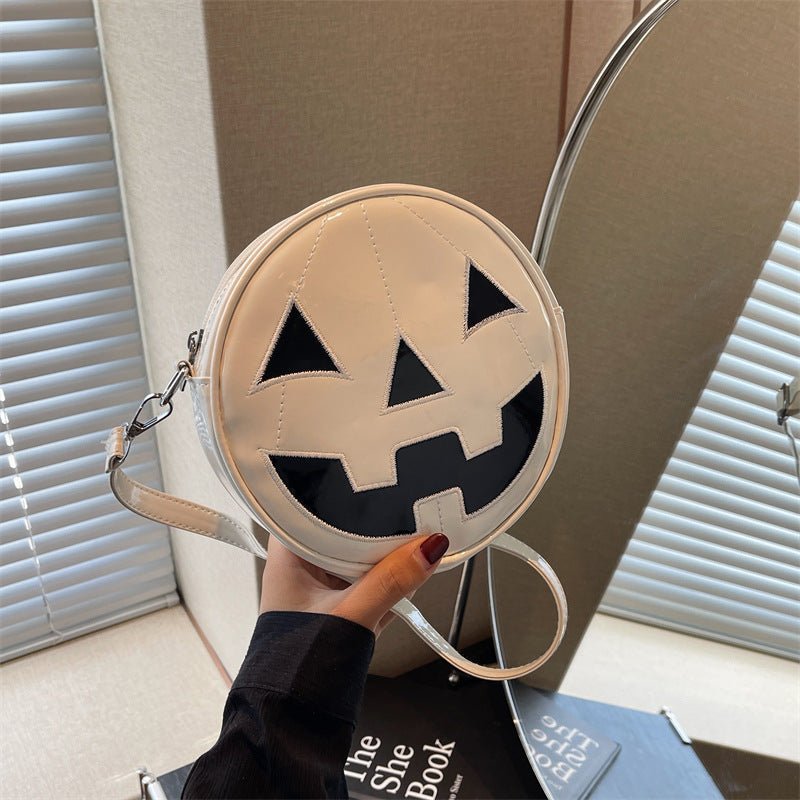 Halloween Pumpkin Small Round Bag Girls Funny Cute Shoulder Bag Personality Creative Messenger Crossbody Bags For Women - drollido
