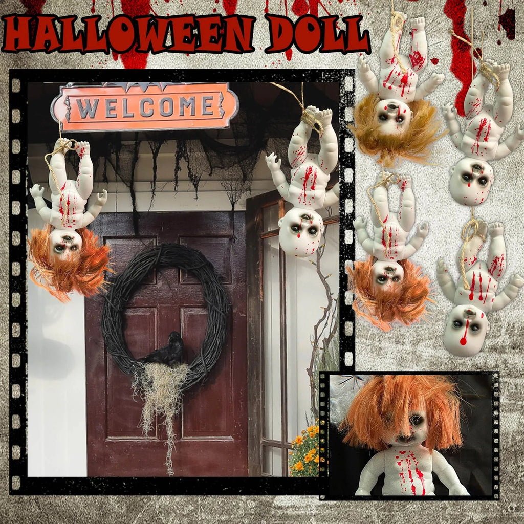Halloween Scary Blood Doll Horror Ghost Zombie Baby Ghost Day Infant Decor Haunted House Props Children Gifts Party Decor - drollido