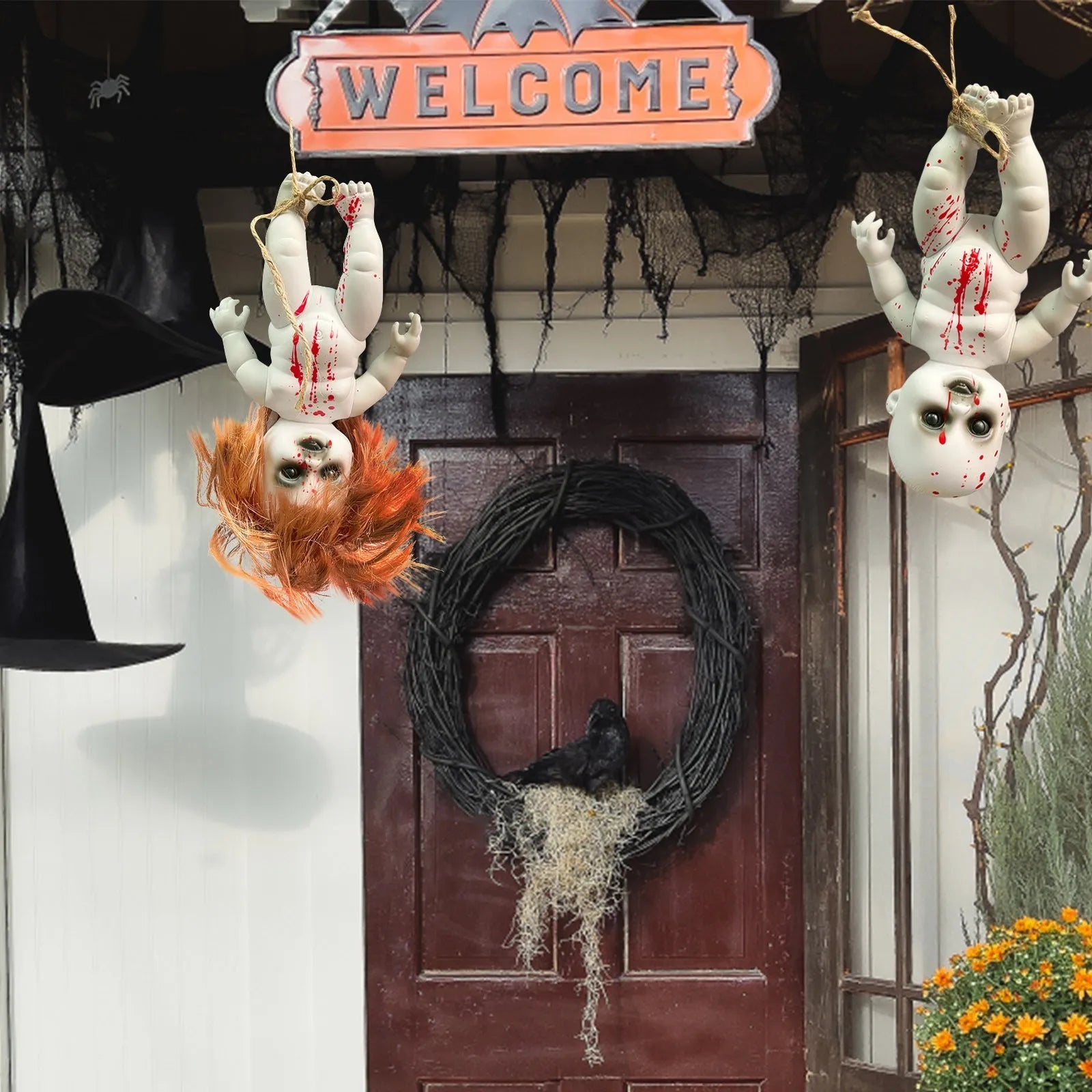 Halloween Scary Blood Doll Horror Ghost Zombie Baby Ghost Day Infant Decor Haunted House Props Children Gifts Party Decor - drollido