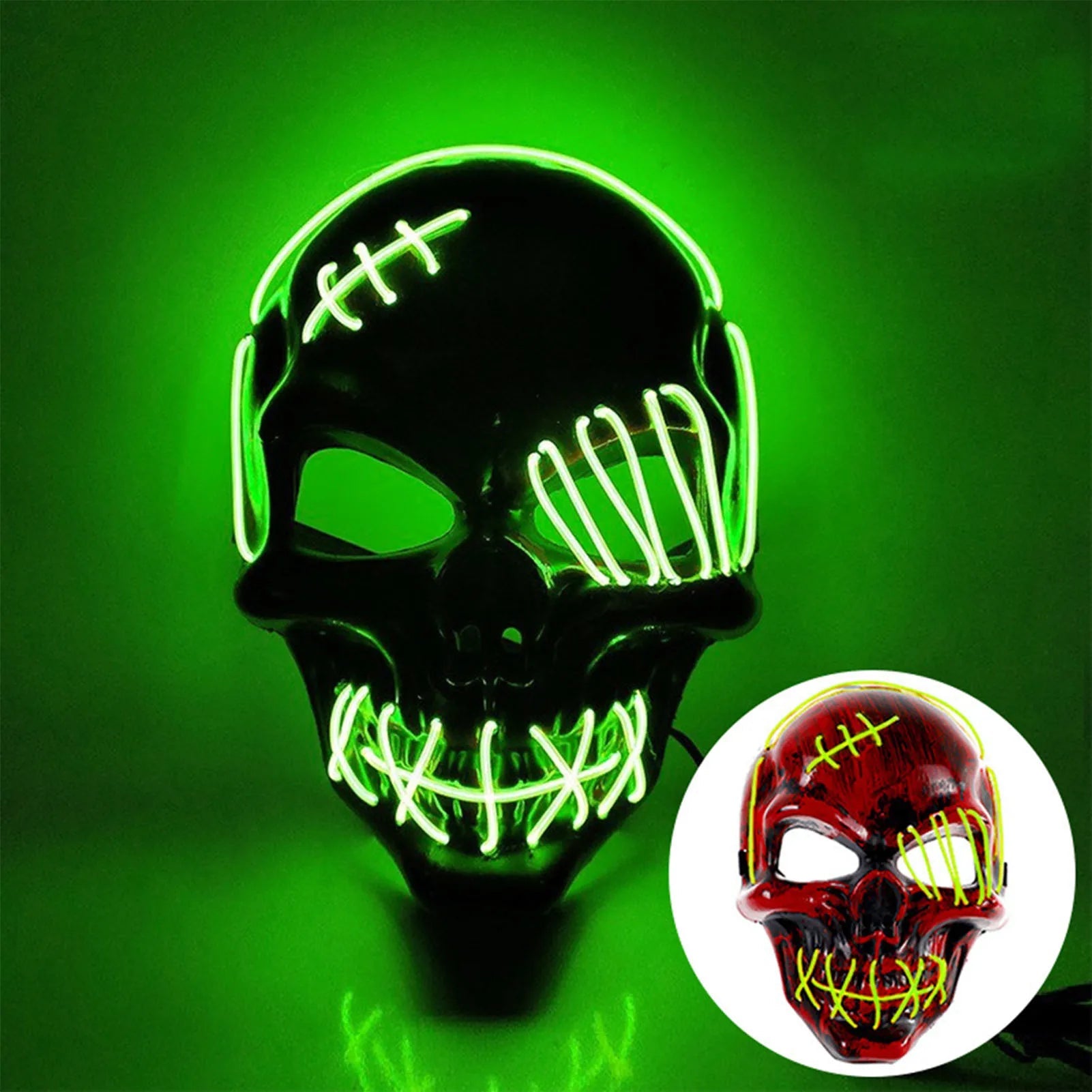 Halloween Skull Mask LED Light Face Mask Luminous In The Dark Cosplay Costume Supplies For Costume & Cosplay Party Masquerade - drollido