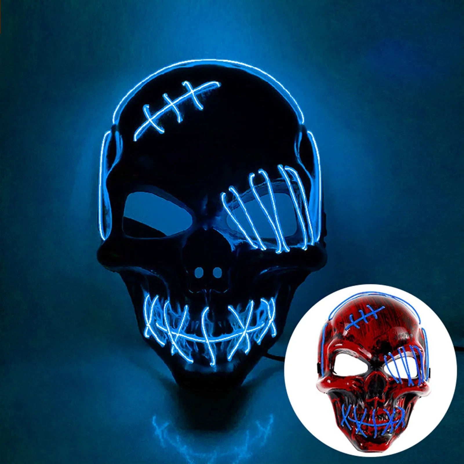 Halloween Skull Mask LED Light Face Mask Luminous In The Dark Cosplay Costume Supplies For Costume & Cosplay Party Masquerade - drollido