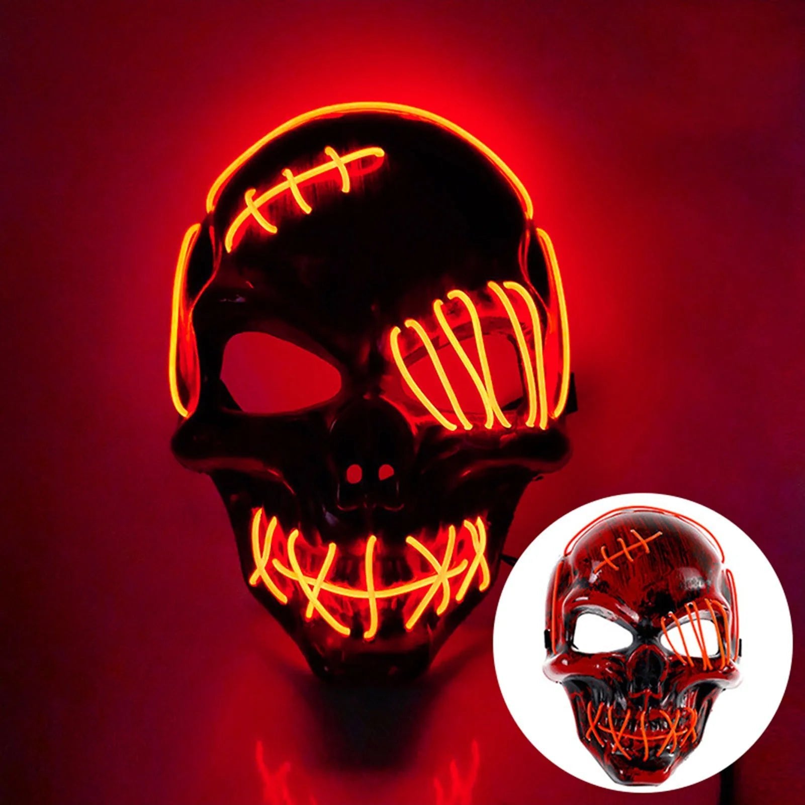 Halloween Skull Mask LED Light Face Mask Luminous In The Dark Cosplay Costume Supplies For Costume & Cosplay Party Masquerade - drollido