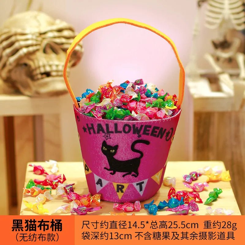 Halloween Theme Candy Bucket Bag Portable Candy Basket Kids Trick or Treat Bucket Halloween Party Decoration Supplies - drollido